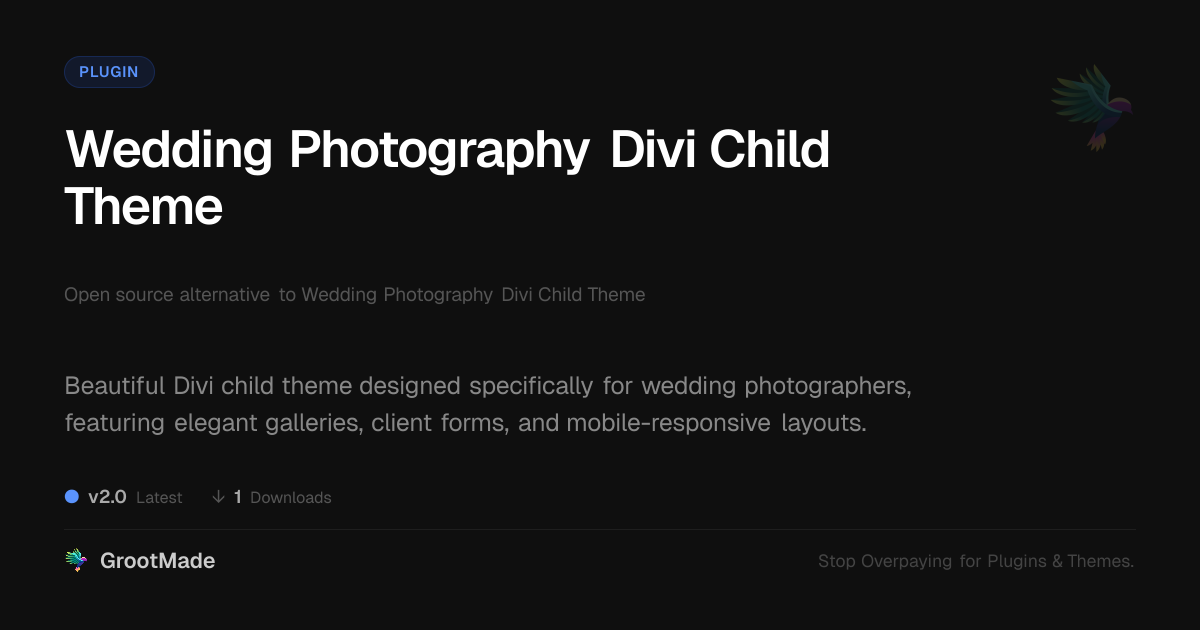Preview of Wedding Photography Divi Child Theme