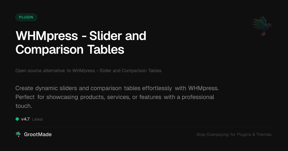 Preview of WHMpress - Slider and Comparison Tables