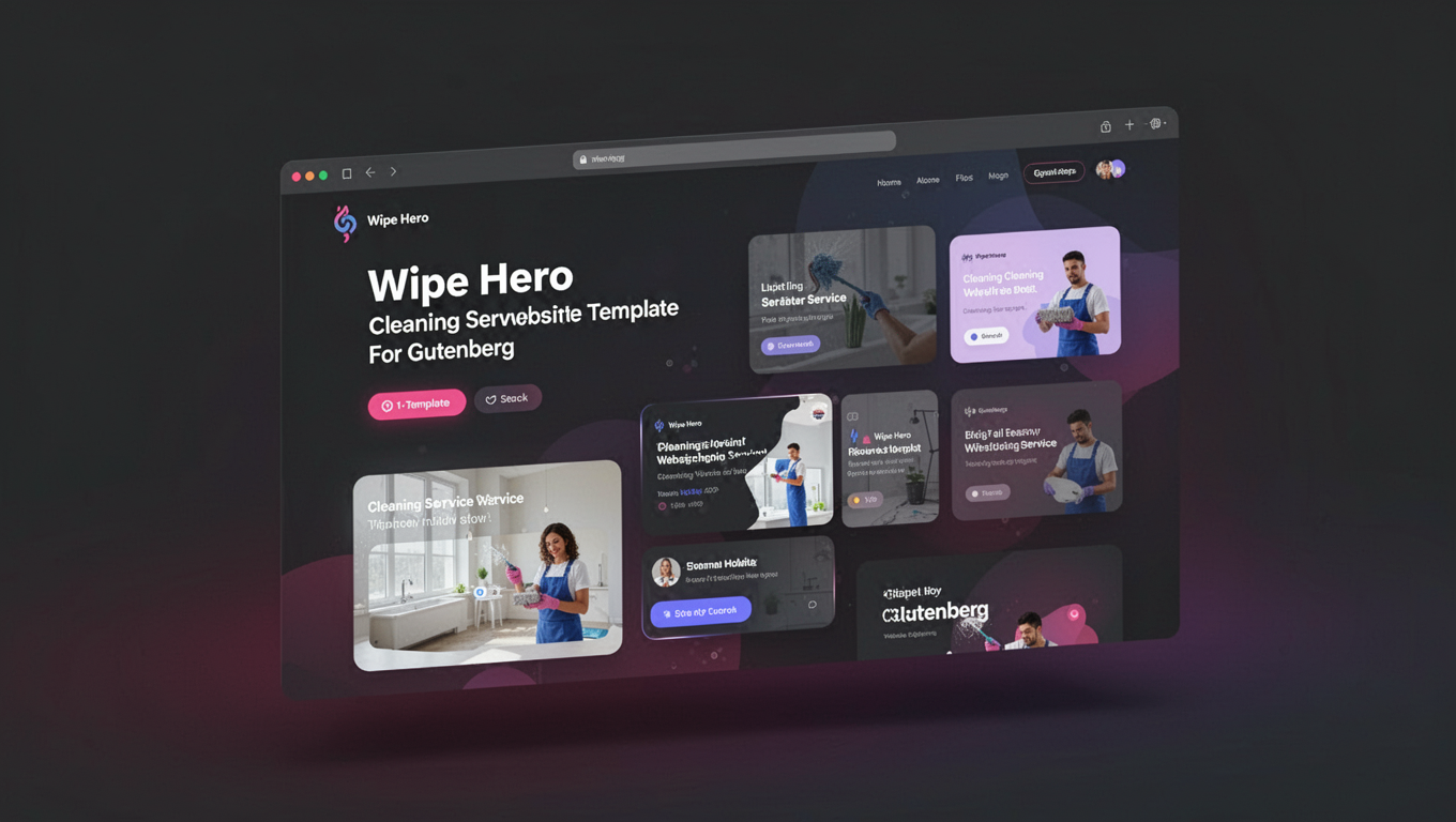Preview of Wipe Hero - Cleaning Service Website Template For Gutenberg