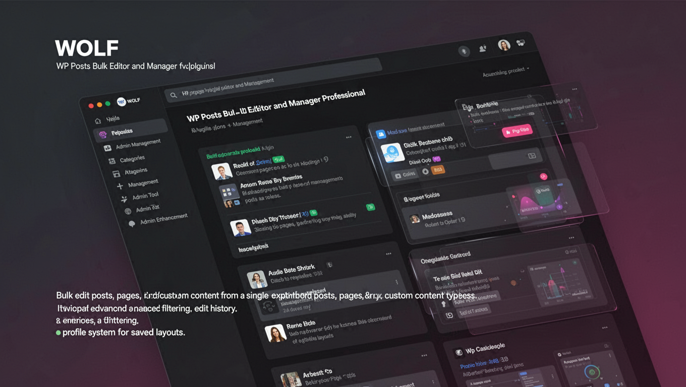 Preview of WOLF - WP Posts Bulk Editor and Manager Professional