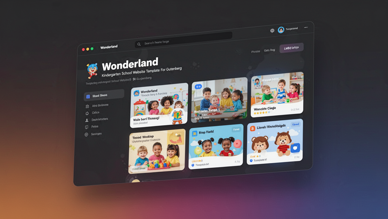 Preview of Wonderland - Kindergarten School Website Template For Gutenberg