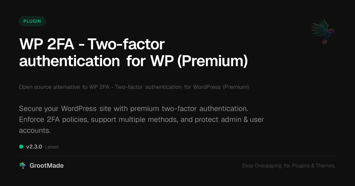 Preview of WP 2FA - Two-factor authentication for WP (Premium)