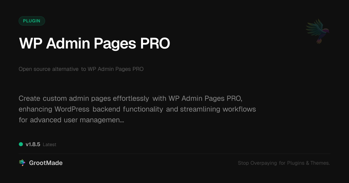 Preview of WP Admin Pages PRO