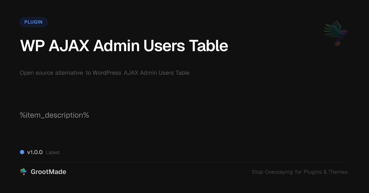 Preview of WP AJAX Admin Users Table