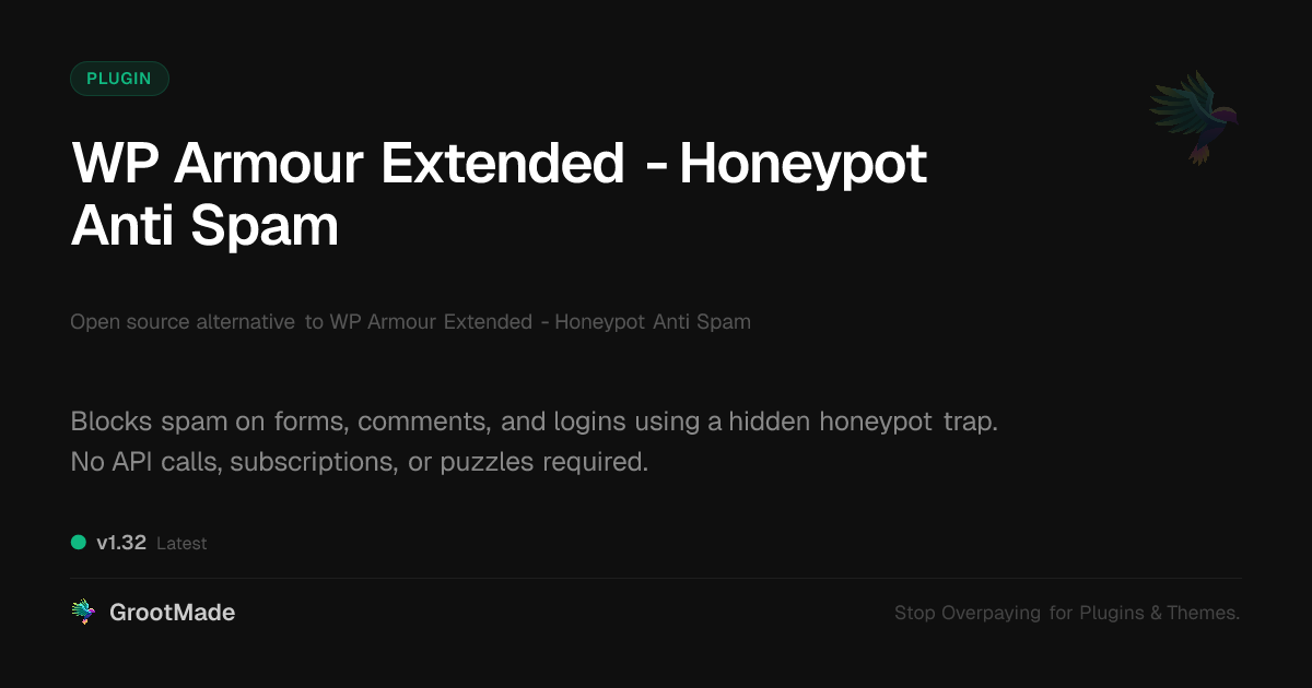 Preview of WP Armour Extended - Honeypot Anti Spam