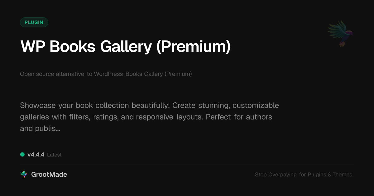 Preview of WP Books Gallery (Premium)