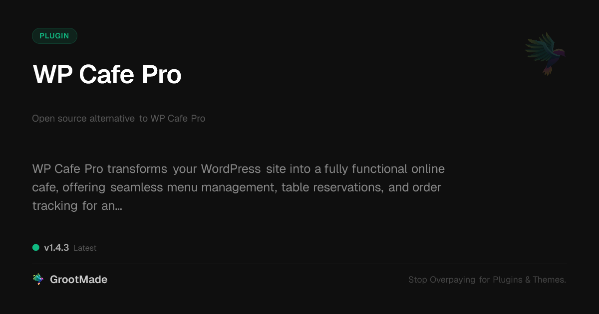 Preview of WP Cafe Pro