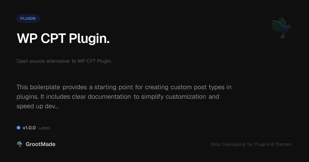 Preview of WP CPT Plugin.