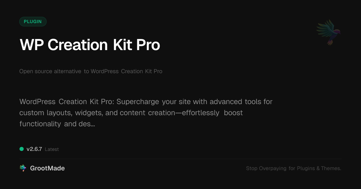 Preview of WP Creation Kit Pro