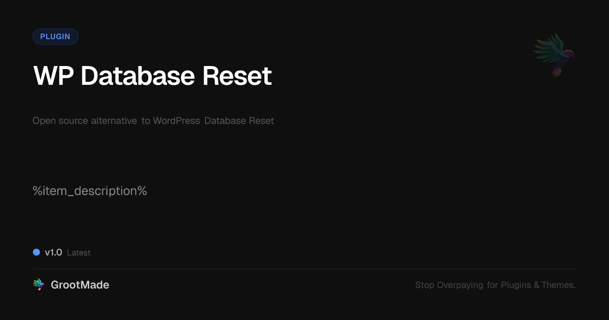 Preview of WP Database Reset