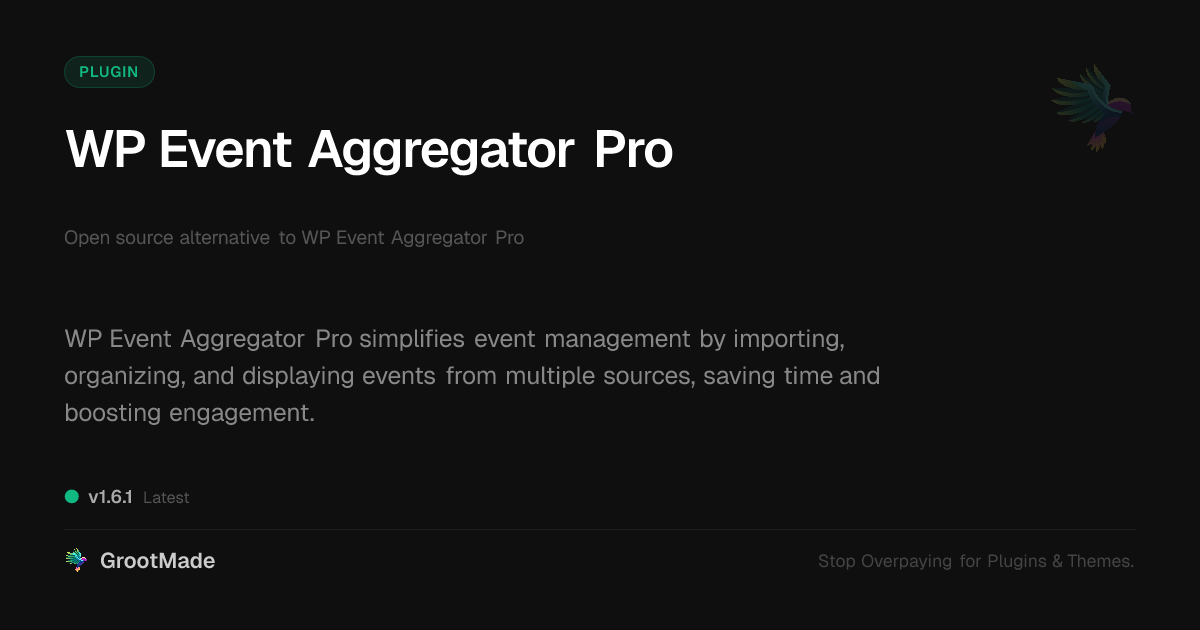 Preview of WP Event Aggregator Pro