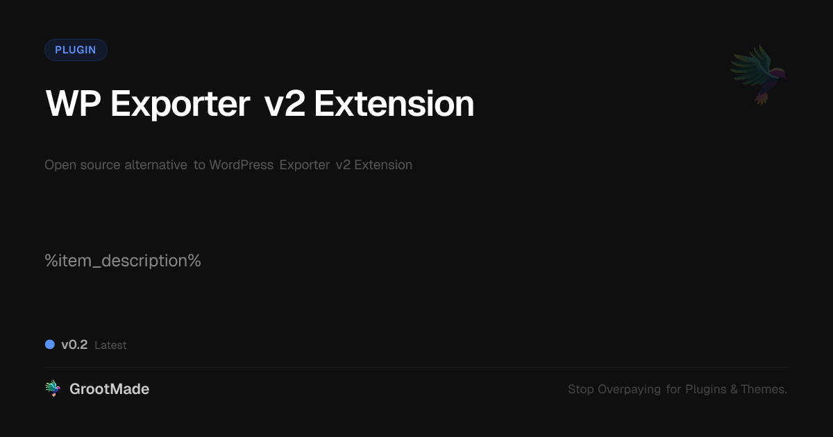 Preview of WP Exporter v2 Extension