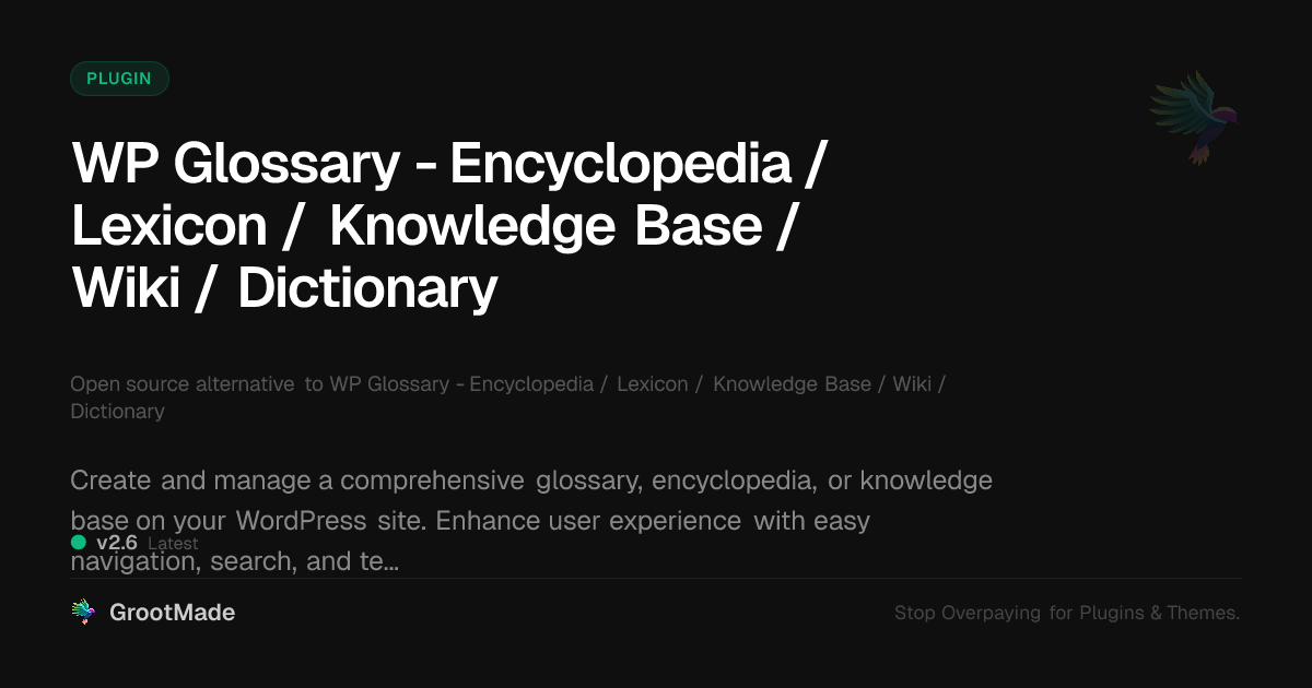 Preview of WP Glossary - Encyclopedia / Lexicon / Knowledge Base / Wiki / Dictionary
