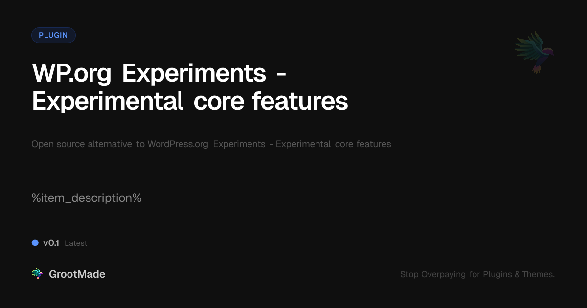 Preview of WP.org Experiments - Experimental core features