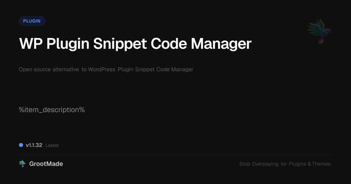 Preview of WP Plugin Snippet Code Manager