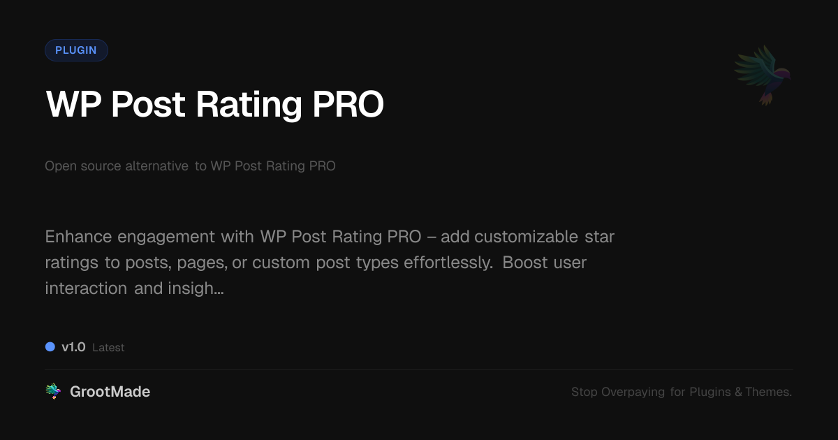 Preview of WP Post Rating PRO