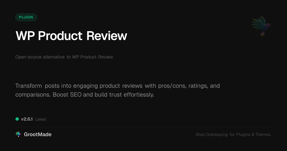Preview of WP Product Review