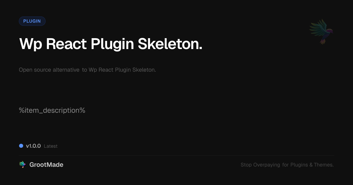 Preview of Wp React Plugin Skeleton.