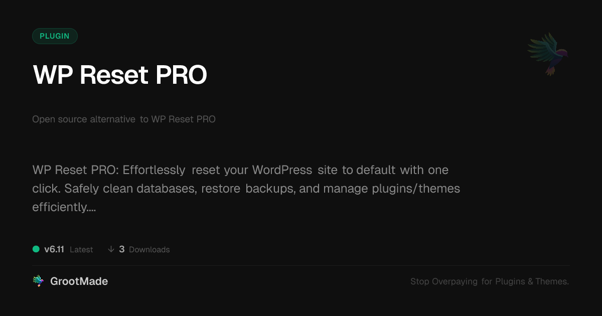 Preview of WP Reset PRO