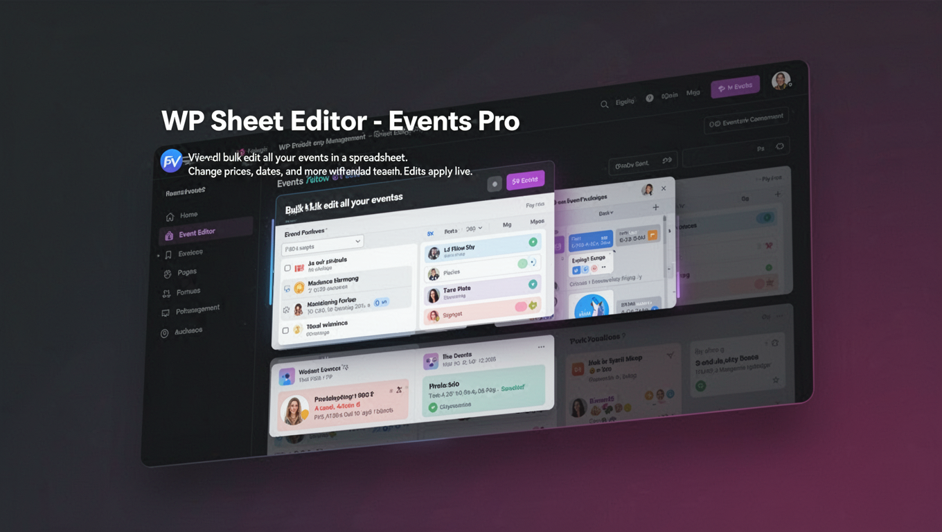 Preview of WP Sheet Editor - Events Pro