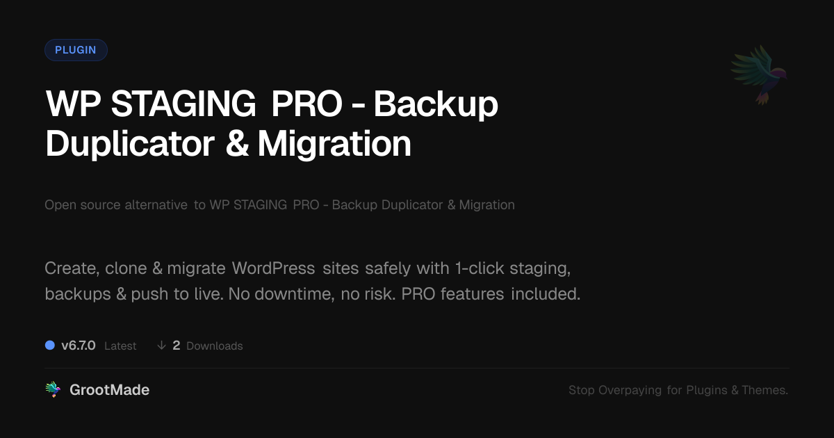 Preview of WP STAGING PRO - Backup Duplicator & Migration