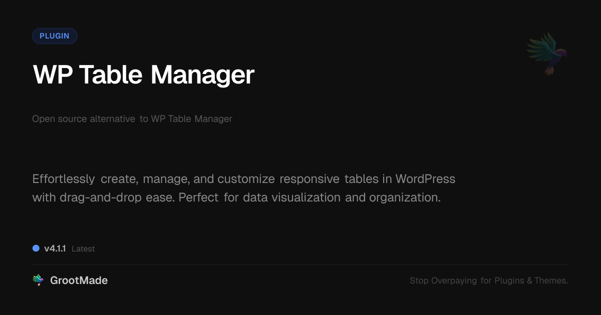 Preview of WP Table Manager