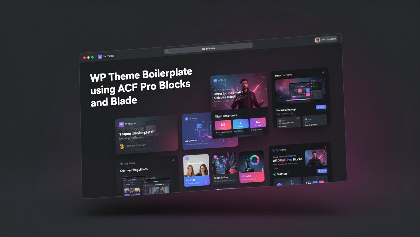 Preview of WP Theme Boilerplate using ACF Pro Blocks and Blade