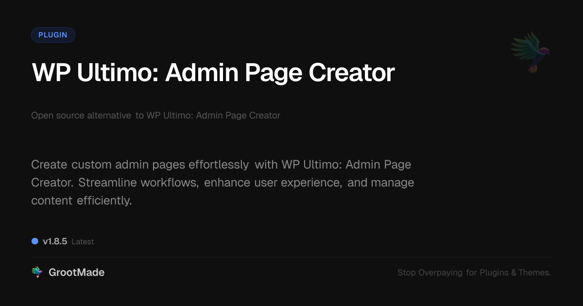 Preview of WP Ultimo: Admin Page Creator