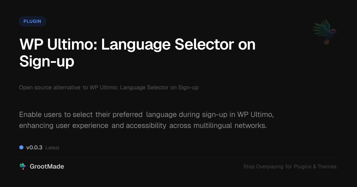 Preview of WP Ultimo: Language Selector on Sign-up