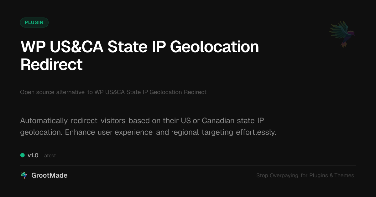 Preview of WP US&CA State IP Geolocation Redirect