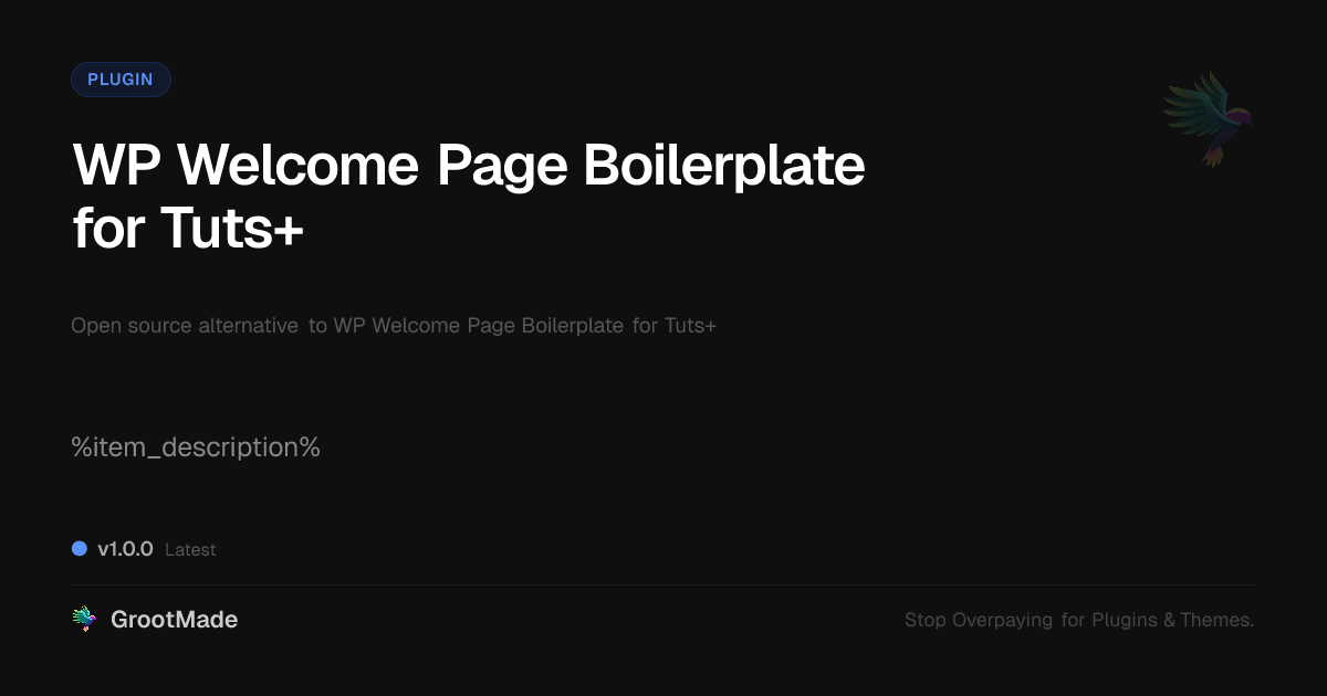 Preview of WP Welcome Page Boilerplate for Tuts+