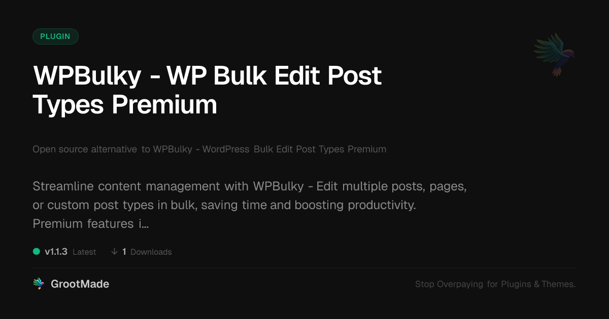 Preview of WPBulky - WP Bulk Edit Post Types Premium
