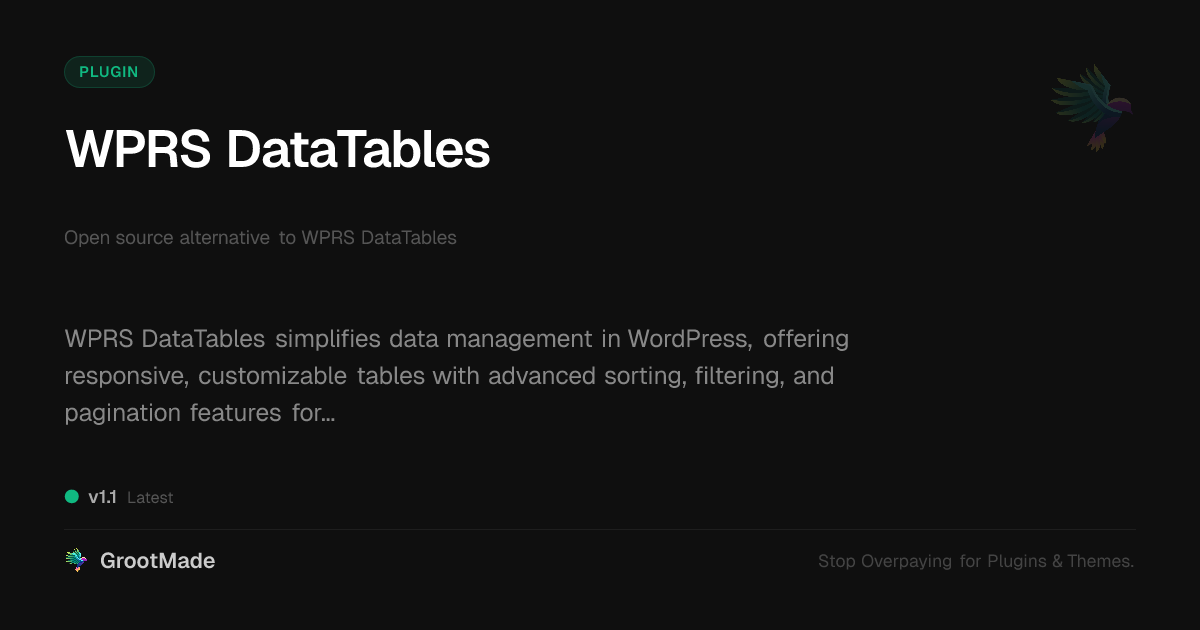 Preview of WPRS DataTables