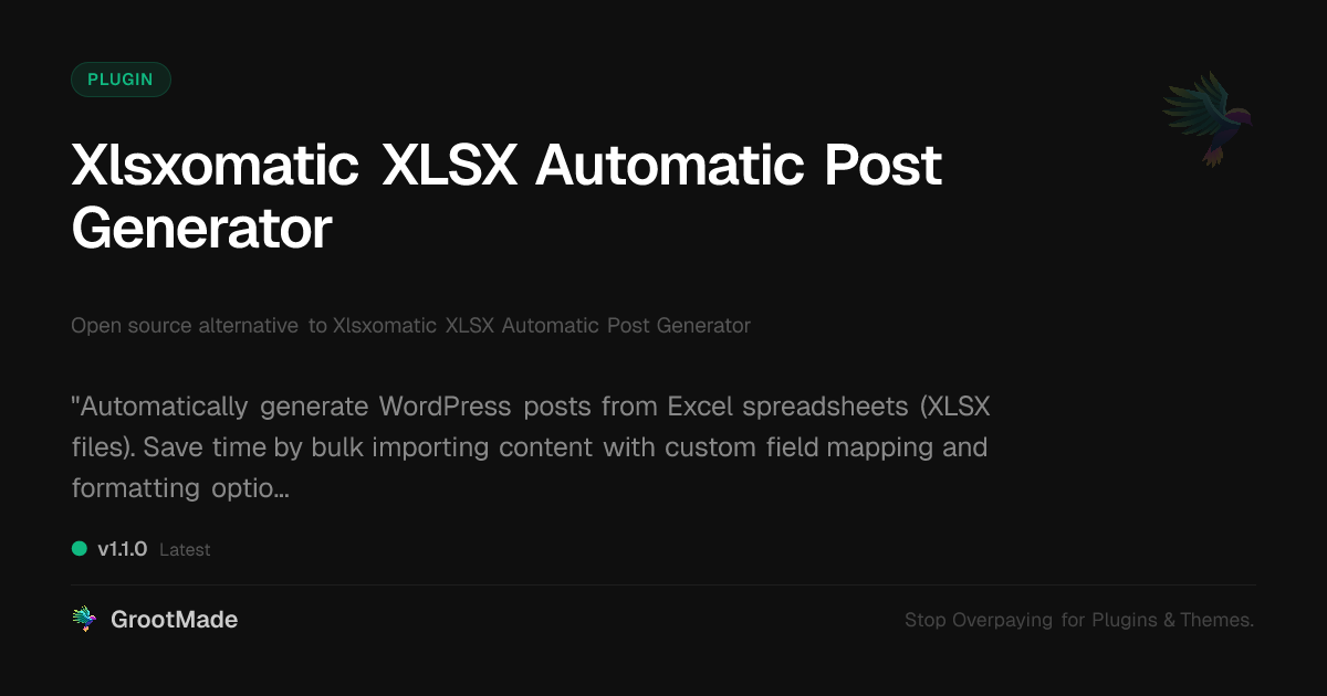 Preview of Xlsxomatic XLSX Automatic Post Generator
