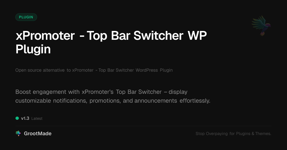 Preview of xPromoter - Top Bar Switcher WP Plugin