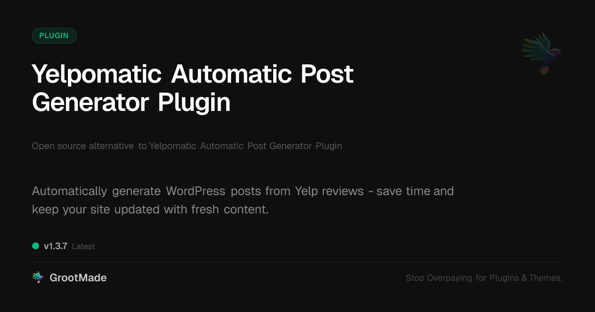 Preview of Yelpomatic Automatic Post Generator Plugin