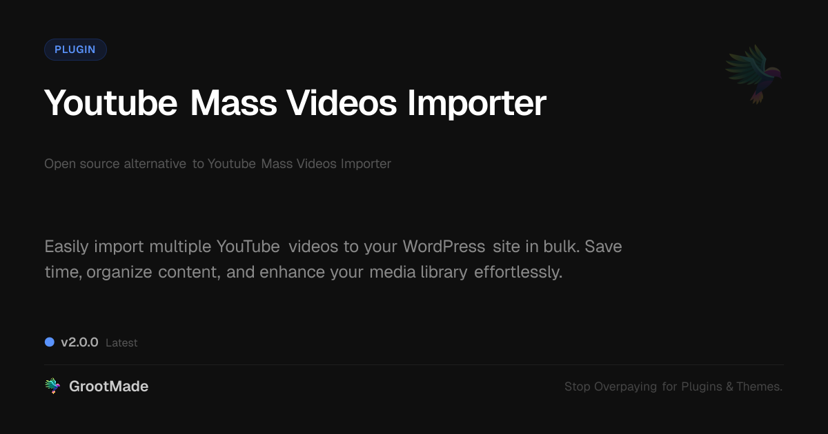 Preview of Youtube Mass Videos Importer