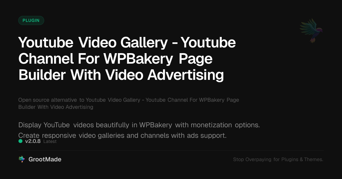 Preview of Youtube Video Gallery - Youtube Channel For WPBakery Page Builder With Video Advertising