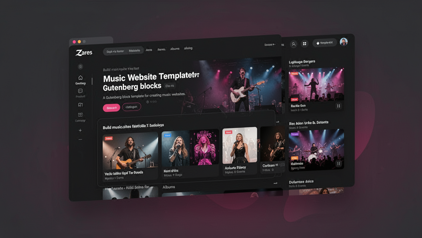 Preview of Zares - Music Website Template For Gutenberg