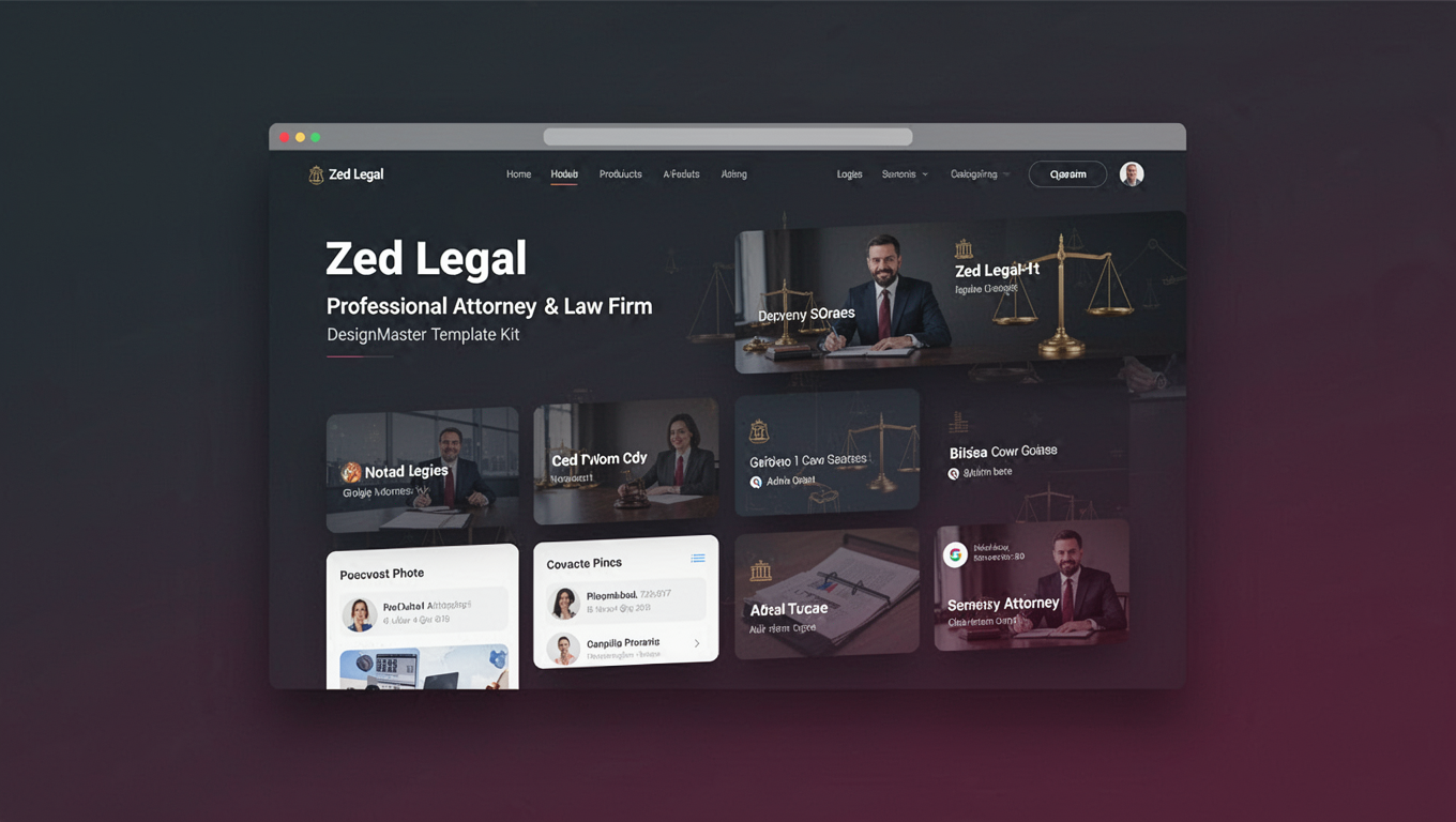Preview of Zed Legal - Professional Attorney & Law Firm DesignMaster Template Kit