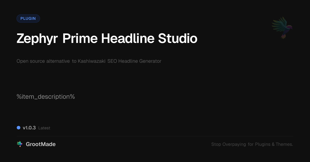 Preview of Zephyr Prime Headline Studio