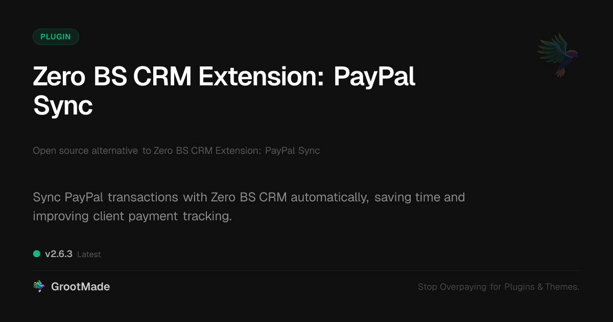 Preview of Zero BS CRM Extension: PayPal Sync