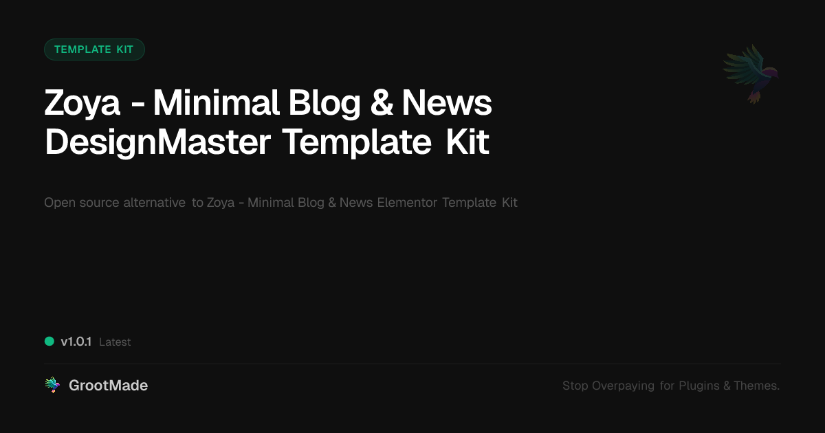 Preview of Zoya - Minimal Blog & News DesignMaster Template Kit