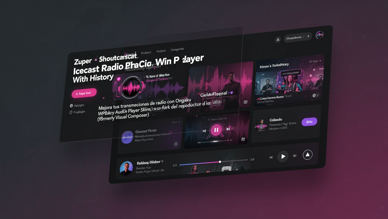 Preview of Zuper - Shoutcast and Icecast Radio Player With History - Addon For for WPBakery Page Builder (formerly Visual Composer)