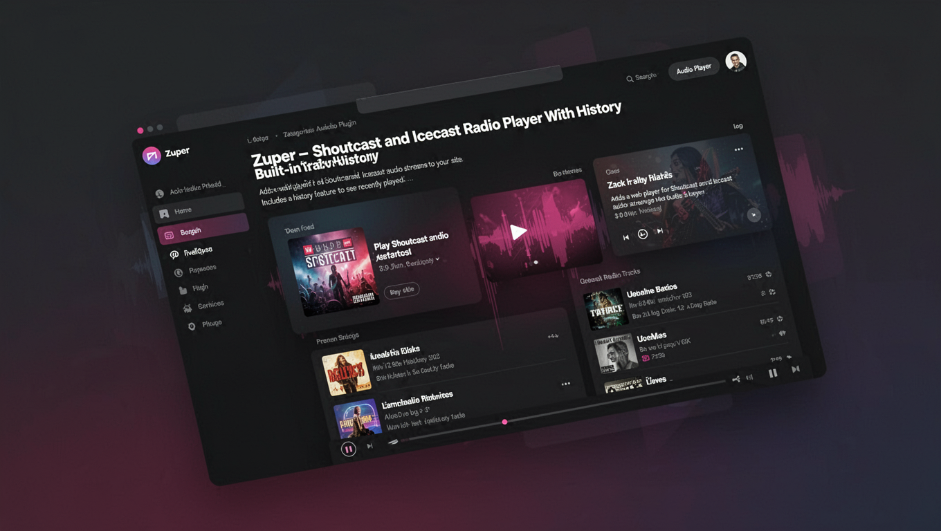 Preview of Zuper - Shoutcast and Icecast Radio Player With History
