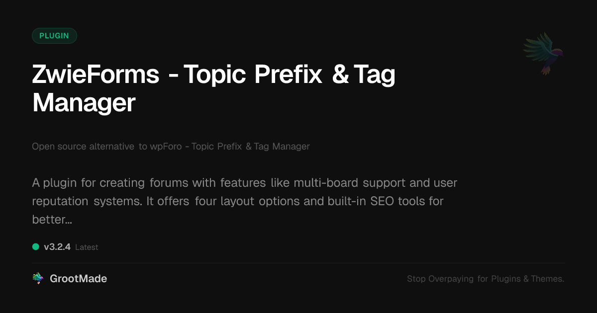 Preview of ZwieForms - Topic Prefix & Tag Manager