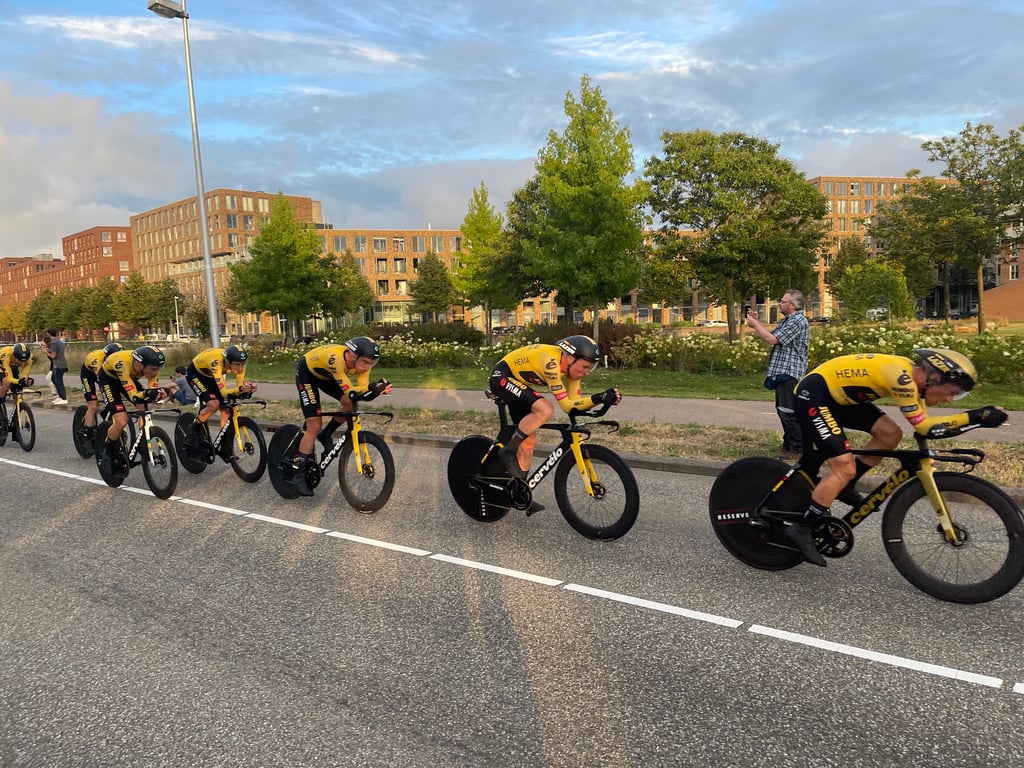 Professional Cycling Team in High-Speed Time Trial