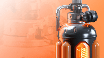 Unlim Casino Welcome package: industrial-style energy capsule with glowing core on an orange background, symbolizing a powerful welcome bonus package for new casino players.