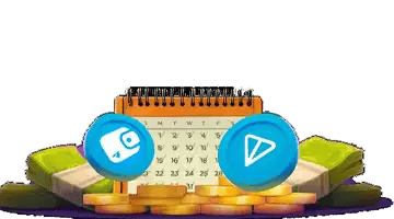 Joy Casino Telegram wallet: calendar and messaging icons above stacks of coins, illustrating Telegram-based wallet features and scheduled casino bonuses.