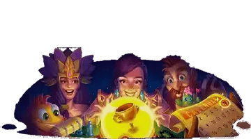 Joy Casino Weekly tournament: group of slot-style characters gathered around a glowing coin and leaderboard scroll, representing weekly casino tournaments and prize pools.